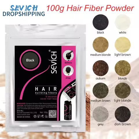 Sevich 100g Hair Building Fiber Keratin Hair Fiber Instant Styling Color Powder Extension Thinning Thickening Hair Growth