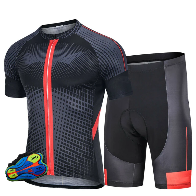 Men’s Cycling Full Zipper Wear Road Bike Bicycle Short Sleeve Suit Tight Fitting Breathable Clothing Set Padded Cycling Bib