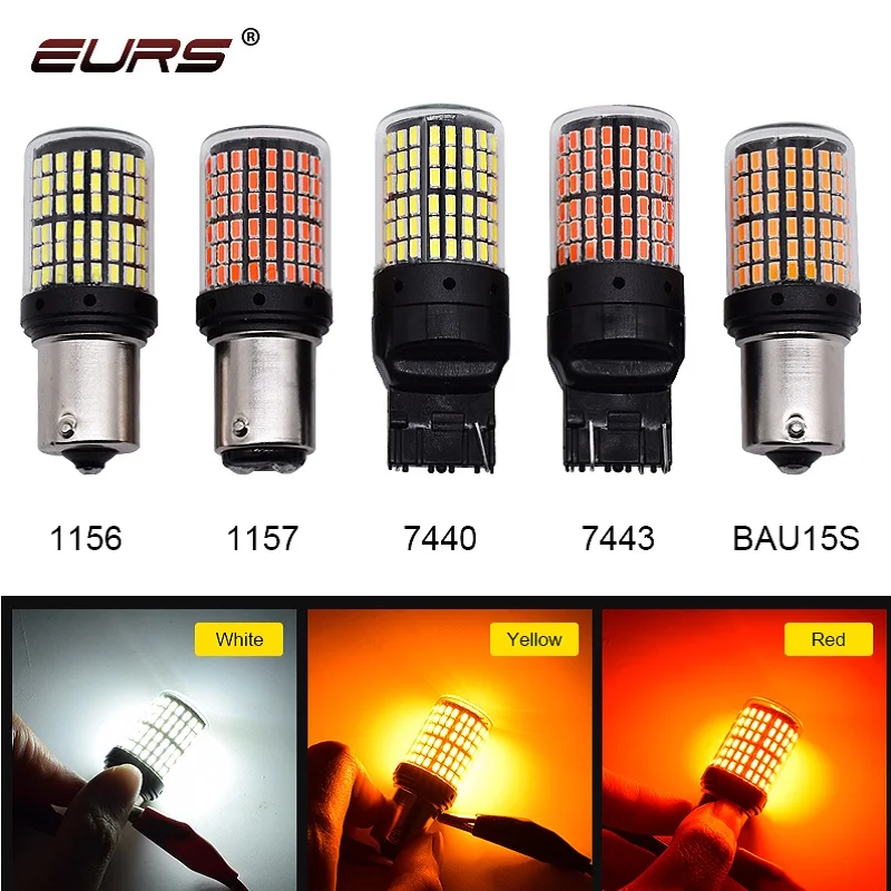 1pcs 3014 144smd Canbus S25 1156 P21W BA15S LED BAY15D BAU15S PY21W T20 LED 7440 7443 W21W 1157 led Bulbs For Turn Signal Light