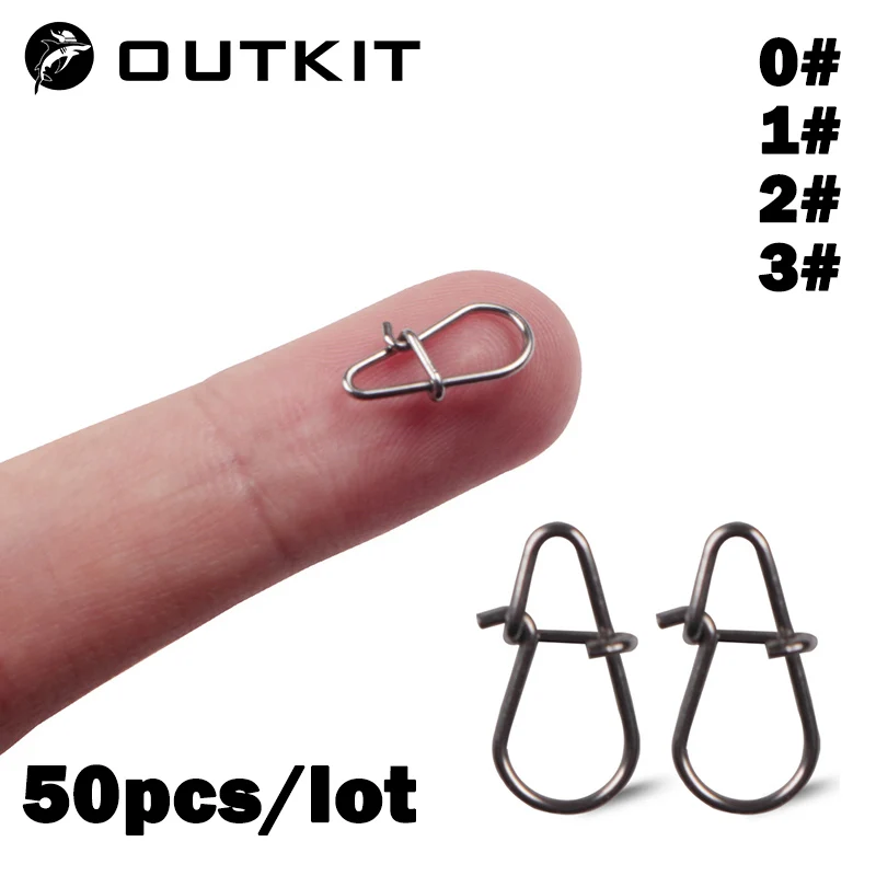 OUTKIT 50PCS Stainless steel Pin Swivel Fishing Accessories Connector Lure Clip Rolling Swivels Sea Fishing Tackle