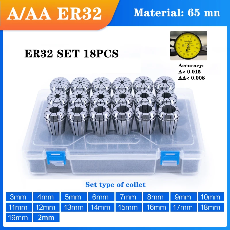 Quality Grt 1Set ER Collet Chuck ER16 ER20 ER25 ER32 ER40 Cnc Clamping Machine Lathe Mill Spring Chuck