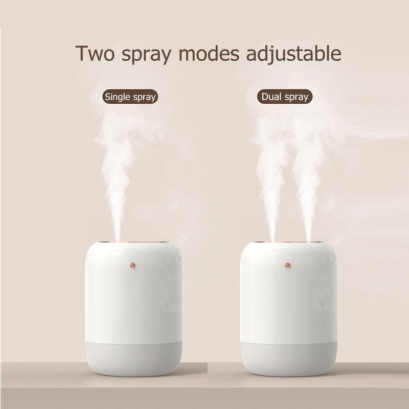 1L Nosel Ganda Pembersih Udara Rumah Pelembap Udara 2000MAh Baterai Tampilan Ruangan Aroma Ultrasonik Pembuat Kabut USB Penyebar Aroma