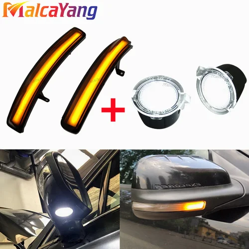 Lámpara de puddle y señal de giro dinámica, indicador de espejo retrovisor, luz intermitente para Ford Explorer 2011-2019