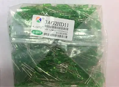 

LED light-emitting diode Kuangtong 3mm green hair green 11mm lengthened colloidal general green 3mm yellow-green 3AG2HD11