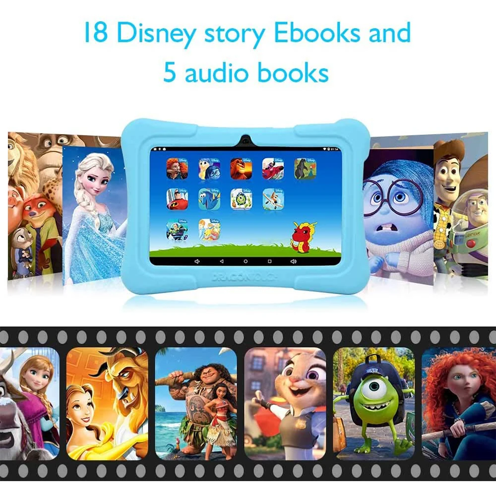 Dragon Touch Y88X Plus Kids Tablet 7 Inch Hd Ips Display Touchscreen Android 8.1 Wifi 1Gb/16Gb met Tablet Tas Android Tablet Pc