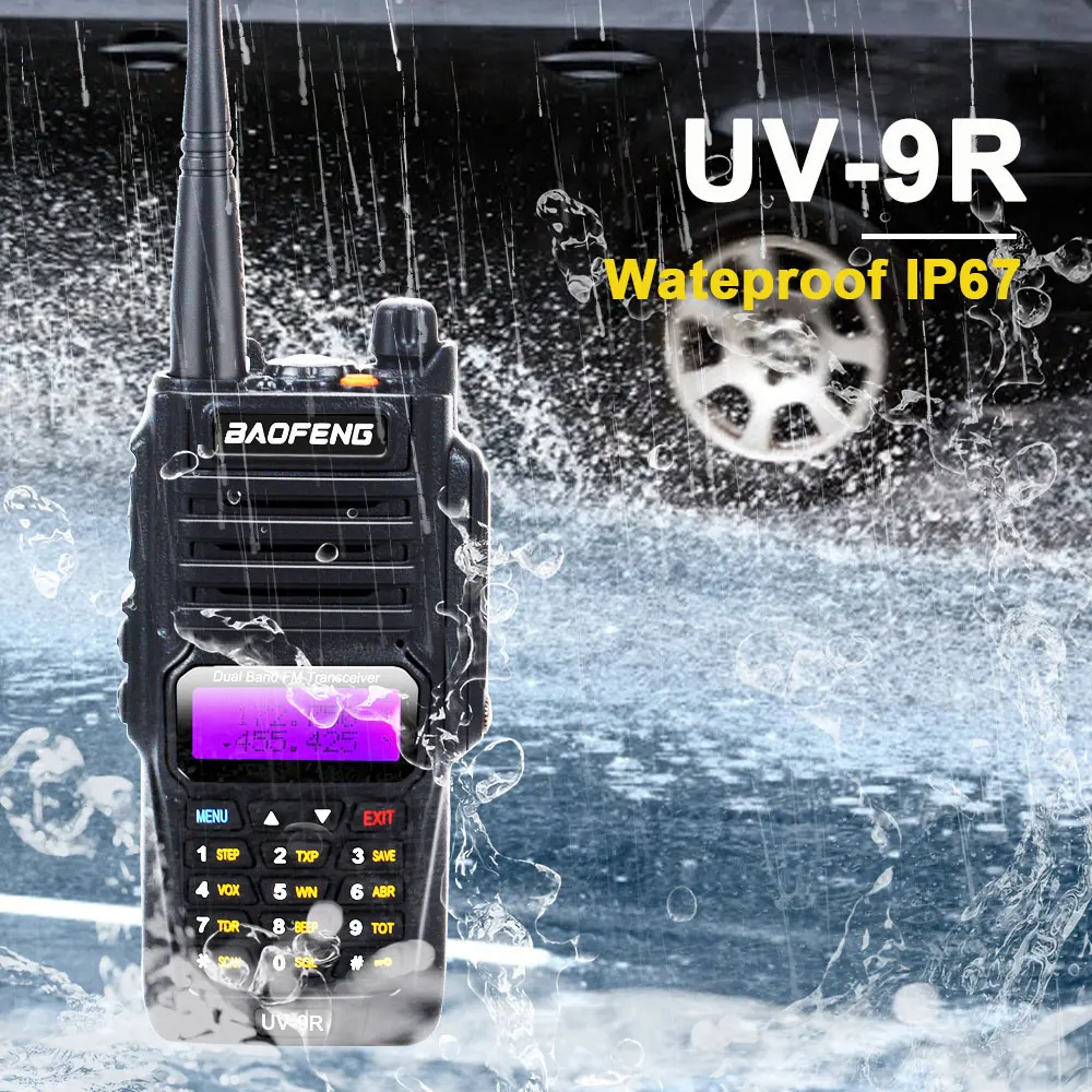 baofeng radio comunicador UV-9R dual band VHF UHF Waterproof walkie talkie FM ham radio 8W 128CH with earpieces