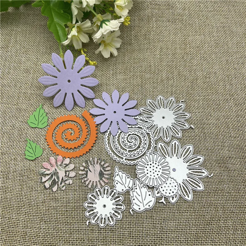 exquisite 3D sunflower Metal cutting dies  mold Round hole label tag Scrapbook paper craft knife mould blade punch stencils dies