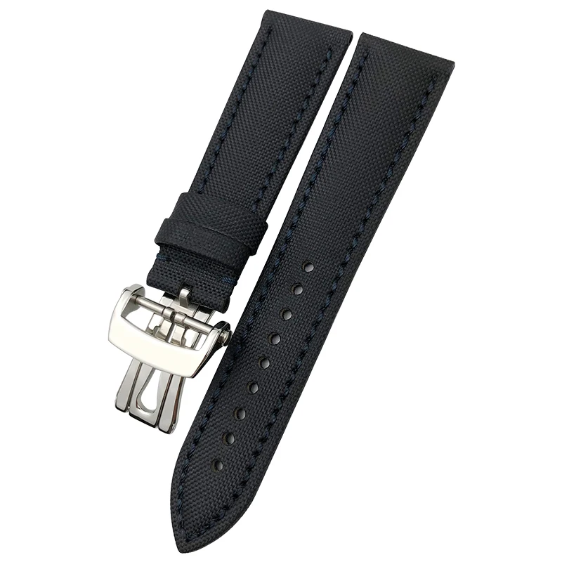 23mm High quality Nylon Fiber Leather Canvas Watch Strap Replacement for Blancpain Fifty Fathoms Black Strap Watch Bracelets