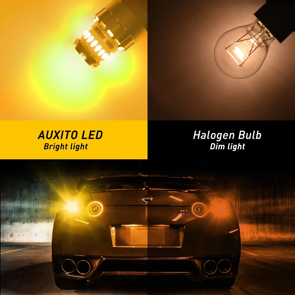 AUXITO 2x P27/7W LED Canbus 3157 3357 P27W T25 LED Bulb For Daytime Running Lights DRL For 2011 and up Jeep Grand Cherokee Amber