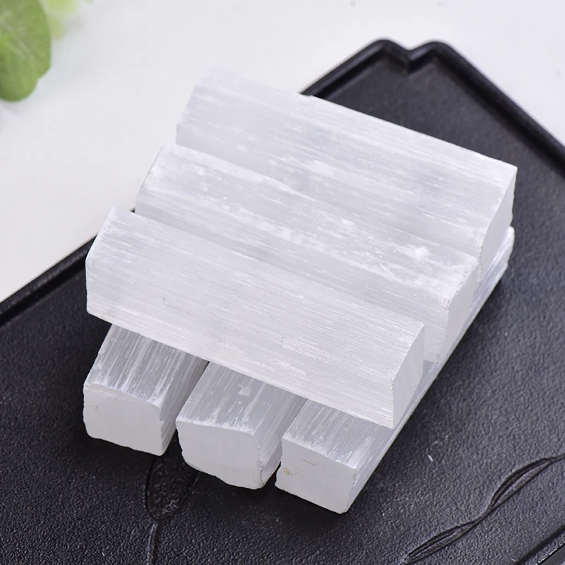 100% Natural White Selenite Plaster Slice Irregular Rectangle Quartz Crude Reiki Specimen Point Healing Stones Collection Gifts