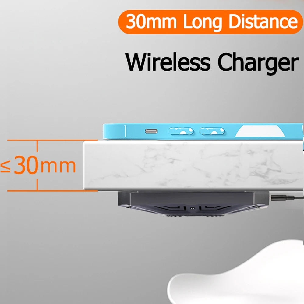 Table Invisible Long Distance Wireless Charger For iPhone 11 Pro XS Max XR 8 X Hidden 30mm Wireless Charging Adsorption Desktop