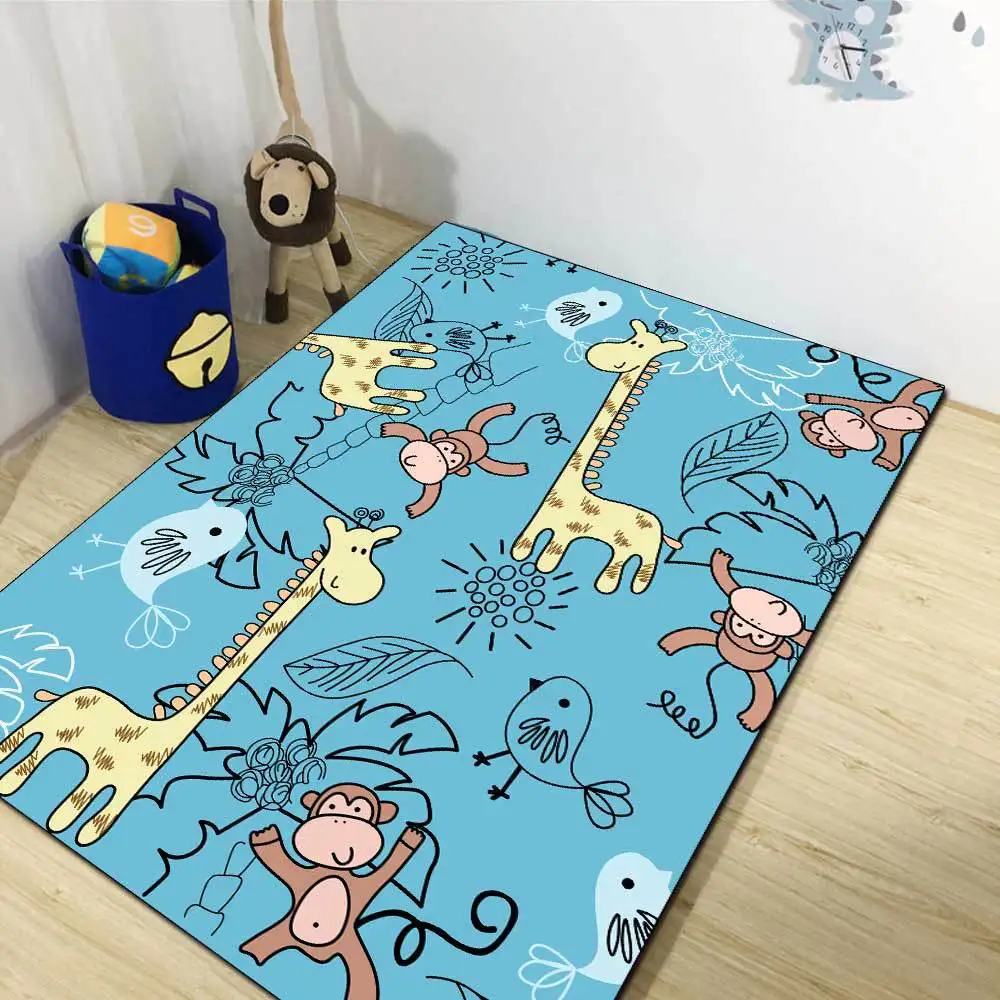 

Monkey/Giraffe pattern 3D Printed Carpets for Living Room Bedroom Area Rugs Child Room play Rug Cartoon Kid Game Crawl Floor Mat