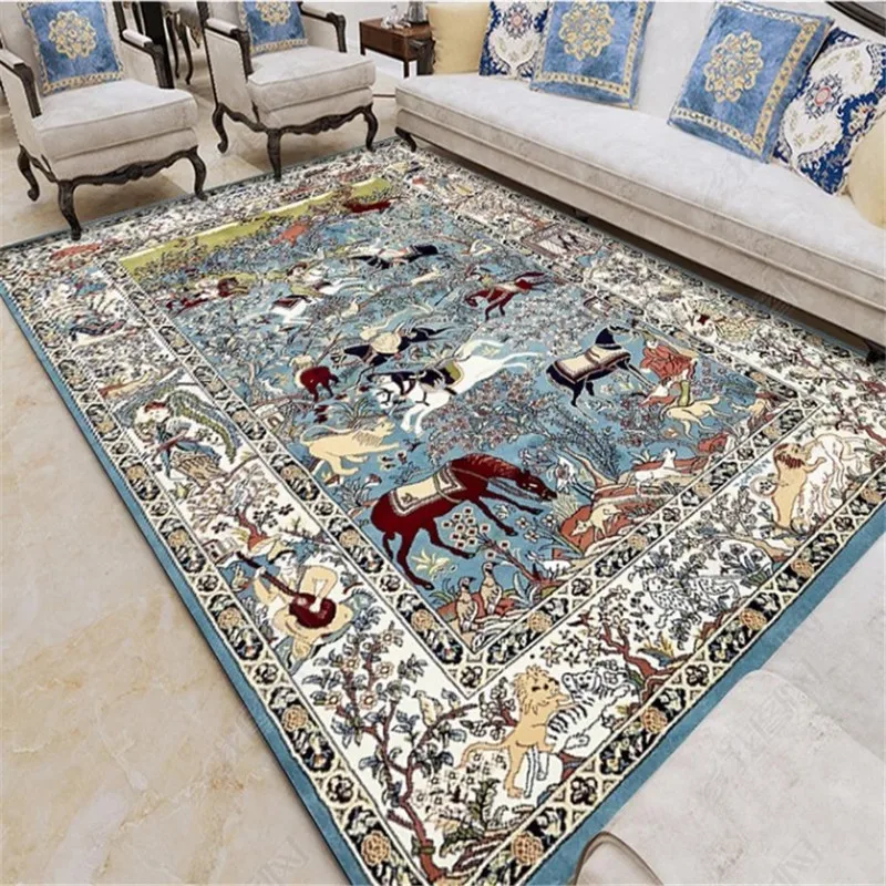 Moroccan Carpet For Living Room Jacquard Bedside Carpet Flower Bed Master Bedroom Absorbent Rug Bohemian Turkish Retro Carpet