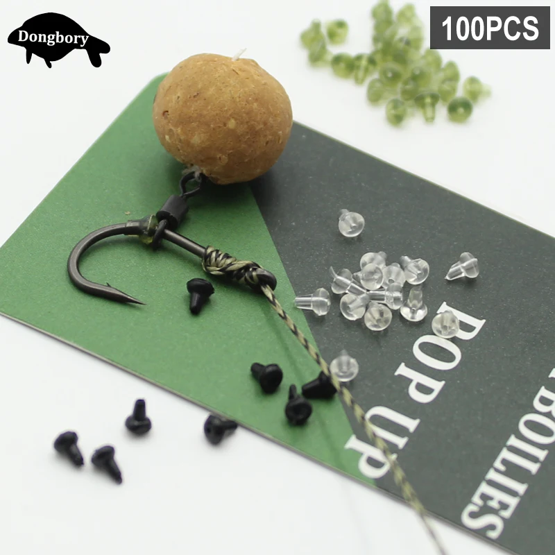 100PCS Carp Fishing Hook Stops Carp Rig Hook Stopers Rubber Beads Sliding Hook Stop for Carp Fishing Hair Rig Tackle Accessories