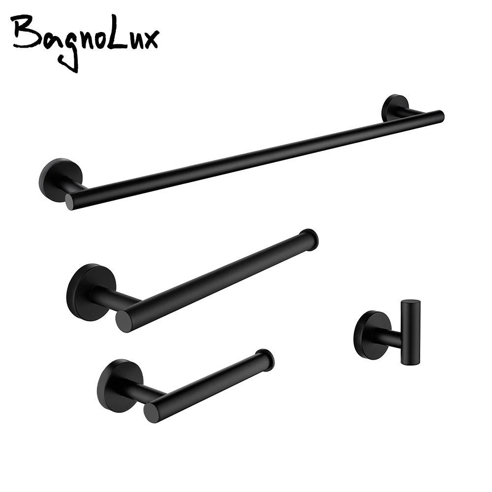 BagnoLux Stainless Steel Four Colors Round Beautiful Wall Hook Toilet Paper Holder Towel Ring Towel Bar Bathroom Accessories