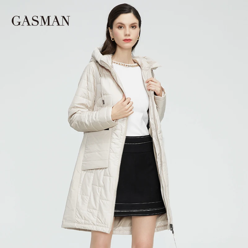 GASMAN 2022 nuova giacca primaverile da donna cappotto lungo e sottile in cotone con cappuccio donna casual fashion parka giacche autunnali di alta