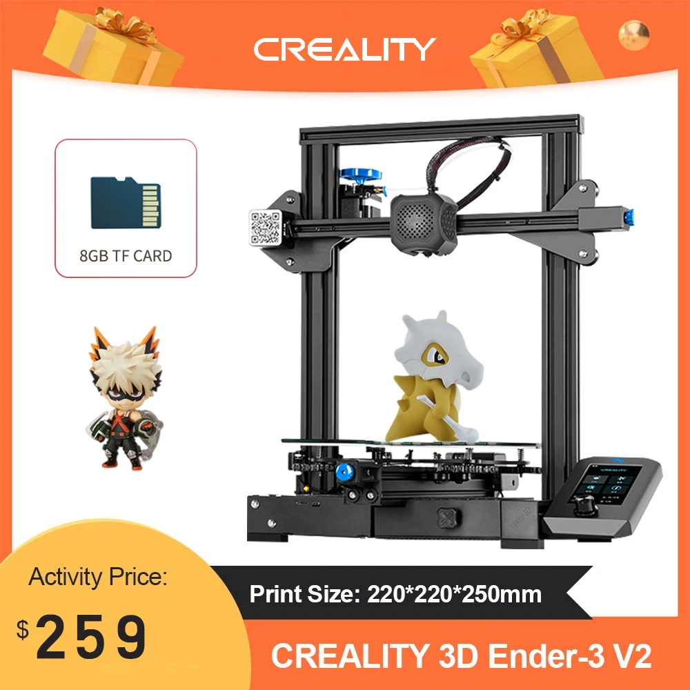 Creality Ender-3 V2 3D Printer Silent Motherboard TMC2208 UI&4.3Inch Color LCD Carborundum Glass Bed Creality 3D Printers