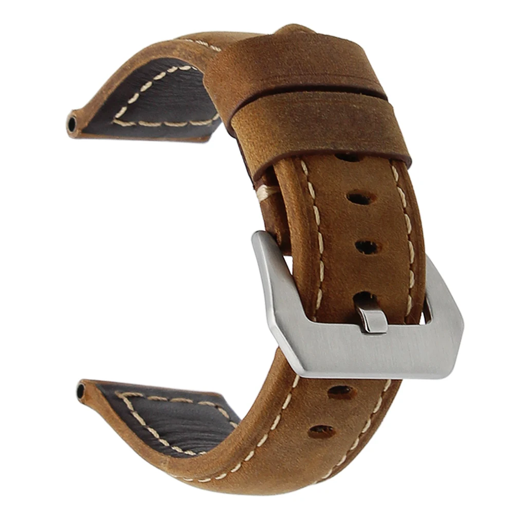 20mm 22mm 24mm 26mm Genuine Leather Watch Band for Panerai Luminor Radiomir Stainless Steel Buckle Watchband Wrist Strap(no logo