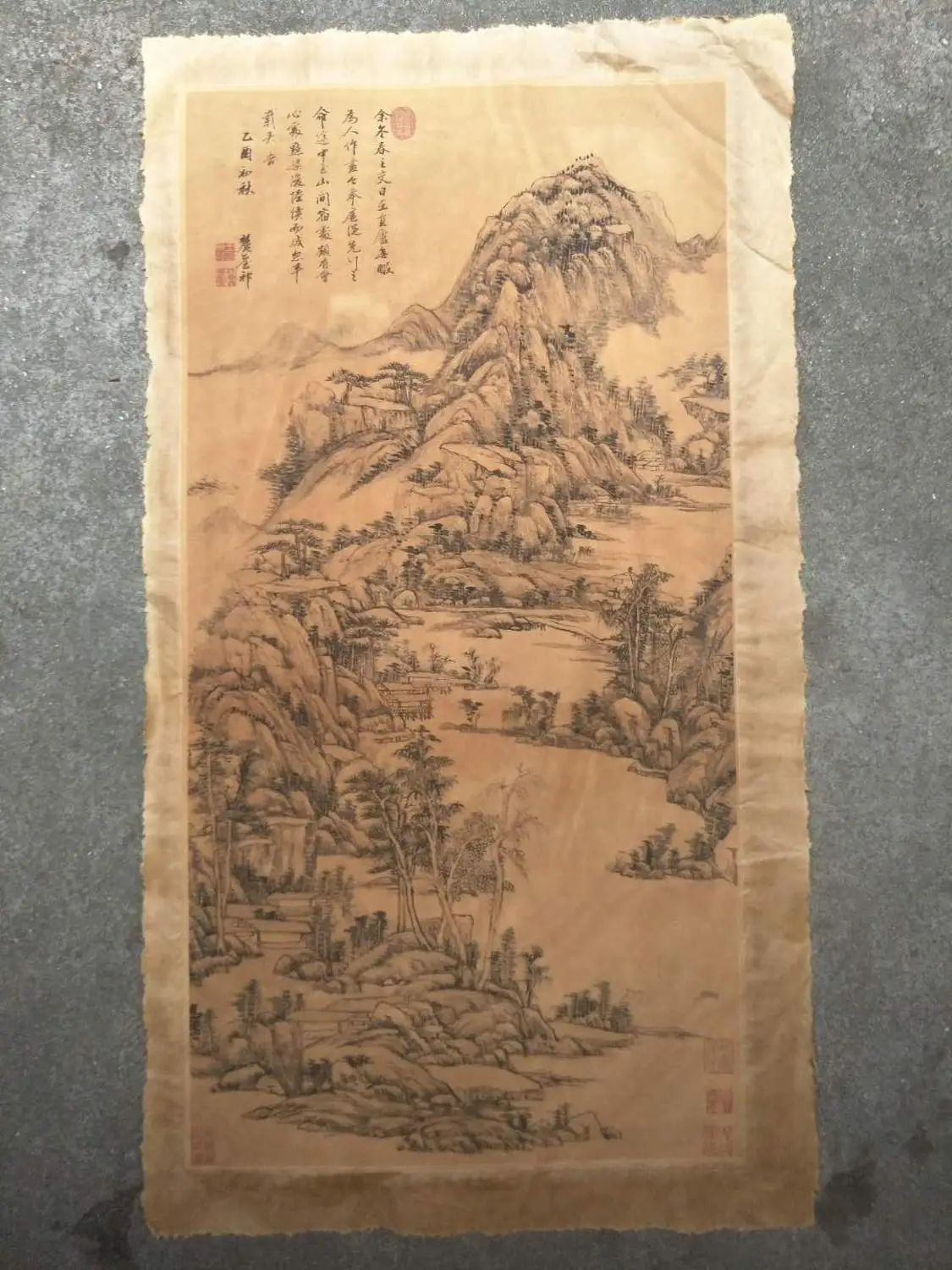 

Rare QingDynasty Hand-painted Chinese calligraphy painting--Landscape painting, handmade painting on rice paper