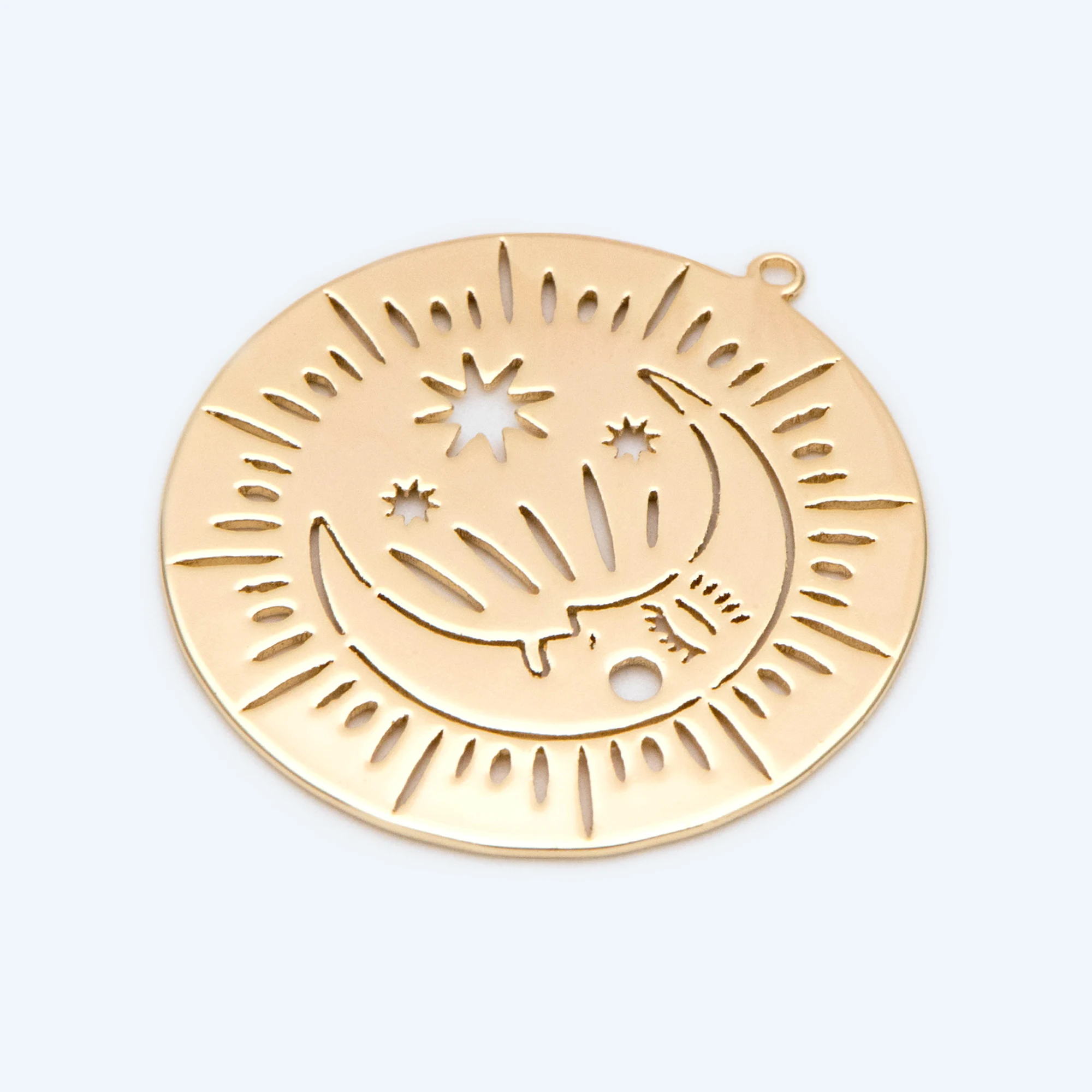 4pcs Gold Moon Disc Pendant, Moon Charms, Moon Pendants, Laser Cut Pendant, Jewelry Supplies (GB-2449)