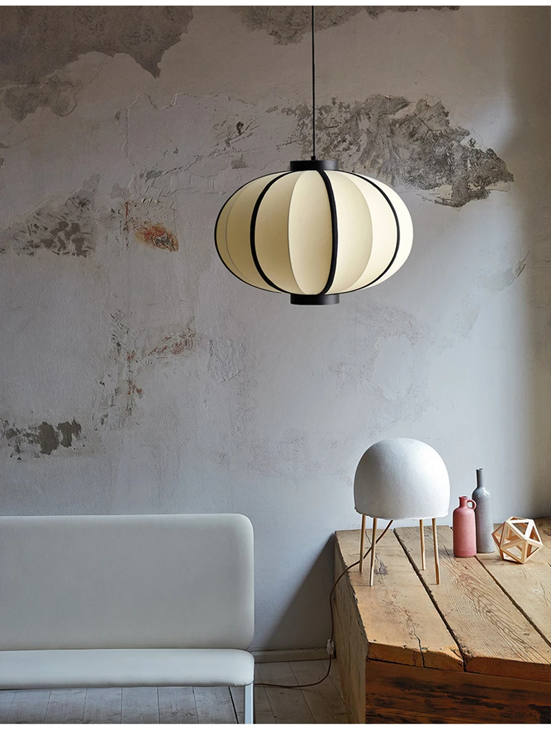 New Nordic Style Fabric Cloths Black Or White Pendant Light E27 Simple And Popular Kitchen Living Room Dinning Room Hanging Lamp