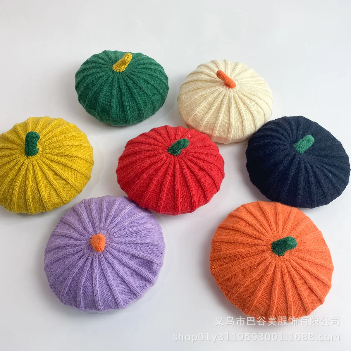 Children's Pumpkin Hat Autumn and Winter Fashion Baby Exterior Style Street Baby Hat Knitted Pumpkin Knitted Beret