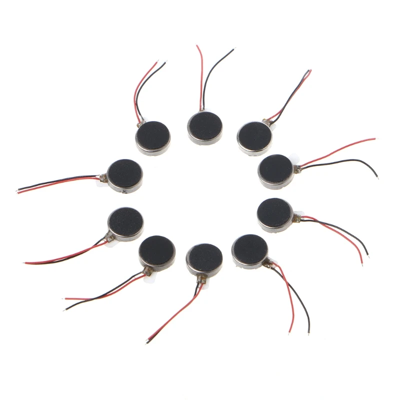 10 Pcs/Set 3V 70mA 12000±2500RPM Phone Coin Flat Vibrating Vibration Motor