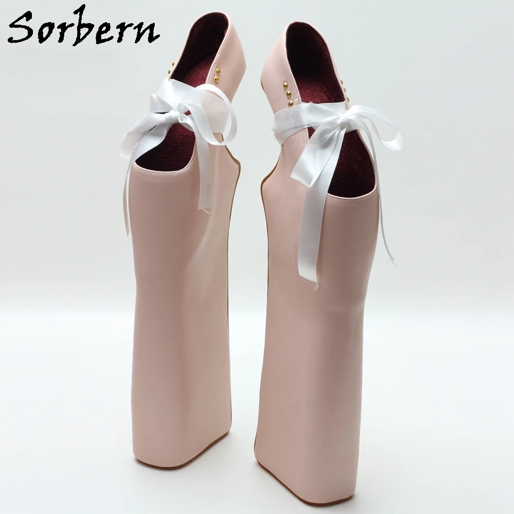 Sorbern Artful High Heeled Shoes Ballet Pump Ribbon Lace Up Mary Janes Shoes Thick Platform Drag Queen Display Fetish Heeled