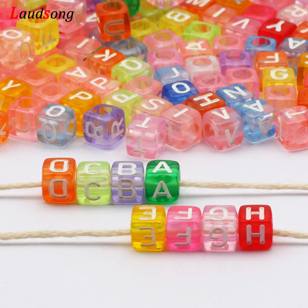 Mixed Letter Acrylic Beads Square Loose Alphabet Beads For Jewelry Making Diy Handmade Bracelet Necklace Accessories 6*6mm