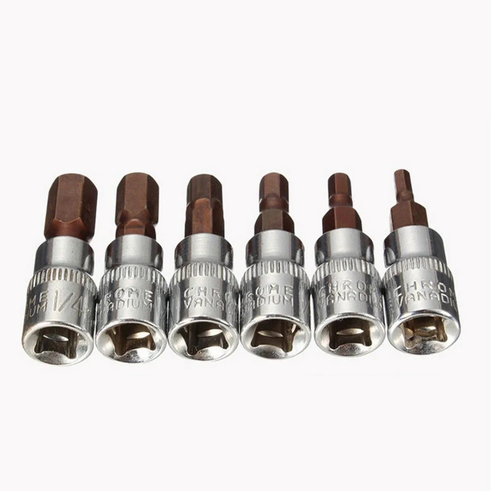 1Pc 1/4 Inch Drive Hex Bit Sockets Set Allen Key Ratchet Drive Adapter Socket Wrench Car Hand Tools H3 H4 H5 H6 H7 H8  Hand Tool