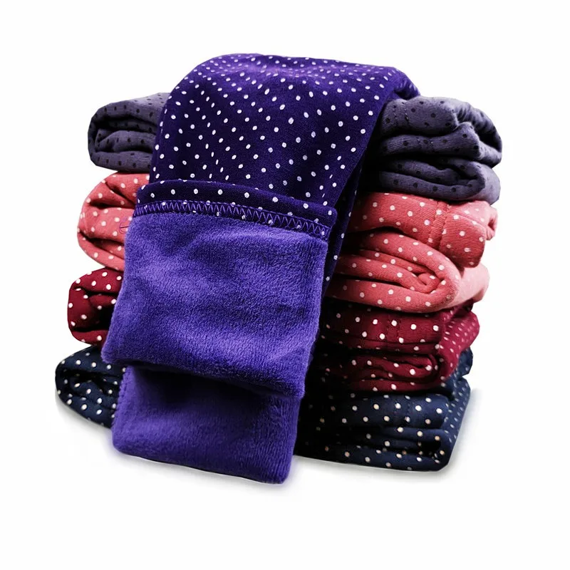 الحلو طماق الفتيات نقطة المخملية السراويل الخريف الشتاء الاطفال القطن تمتد السراويل الدافئة طفل الفتيات مرونة الخصر بنطال ملاصق للجسم