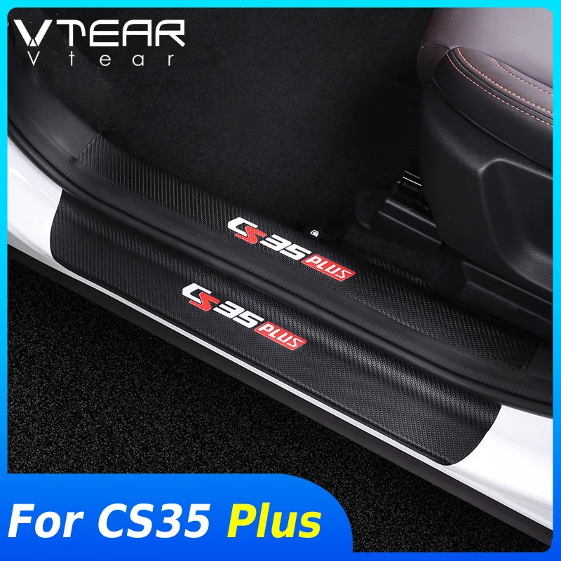 Vtear Door Sill Cover Sticker Decoration Car Interior Detail Anti Scratch Accessories Anti-Kick Parts For Changan CS35 Plus 2020