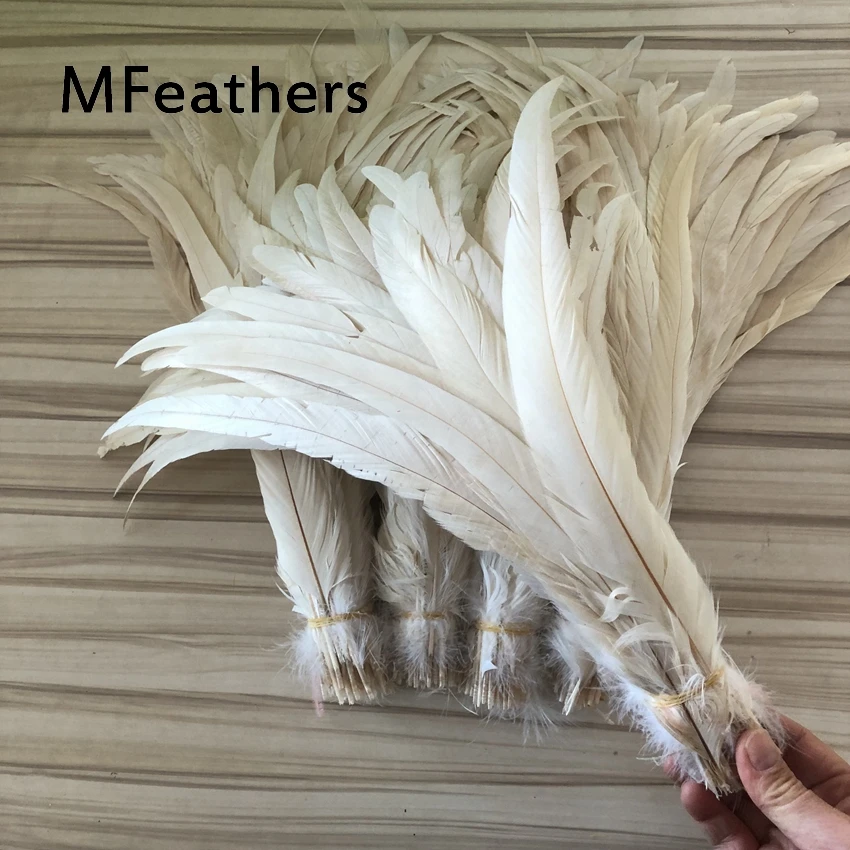 wholesale 100pcs/lot natural Beautiful Rooster feathers 30-35cm Raw white color chicken Feather diy handmade carnival decoration