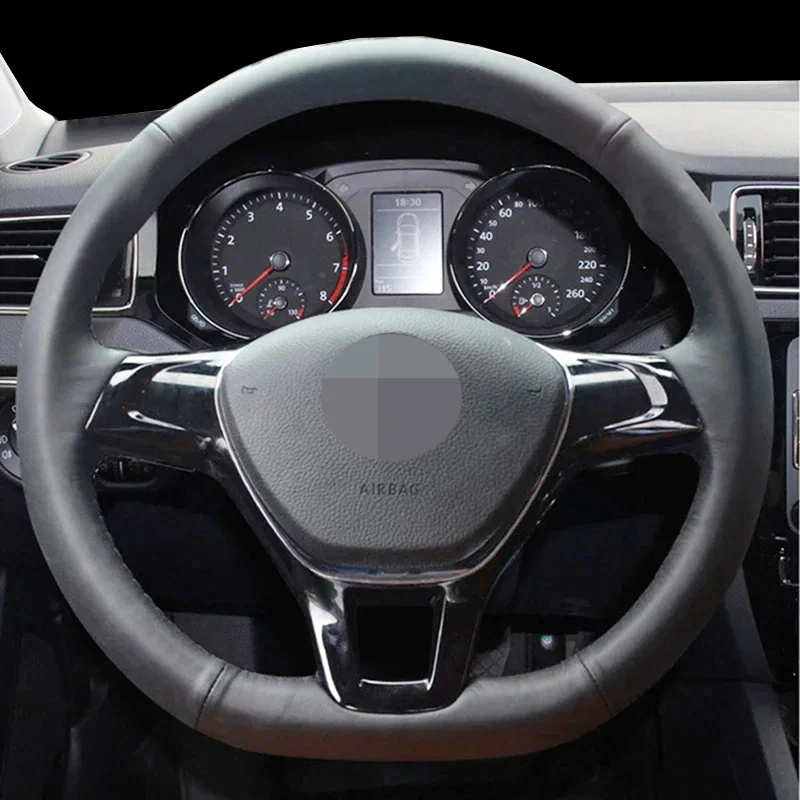 DIY Black Faux Leather Comfortable And Wearable Car Steering Wheel Cover For Volkswagen Golf 7 Mk7 New Polo Passat B8