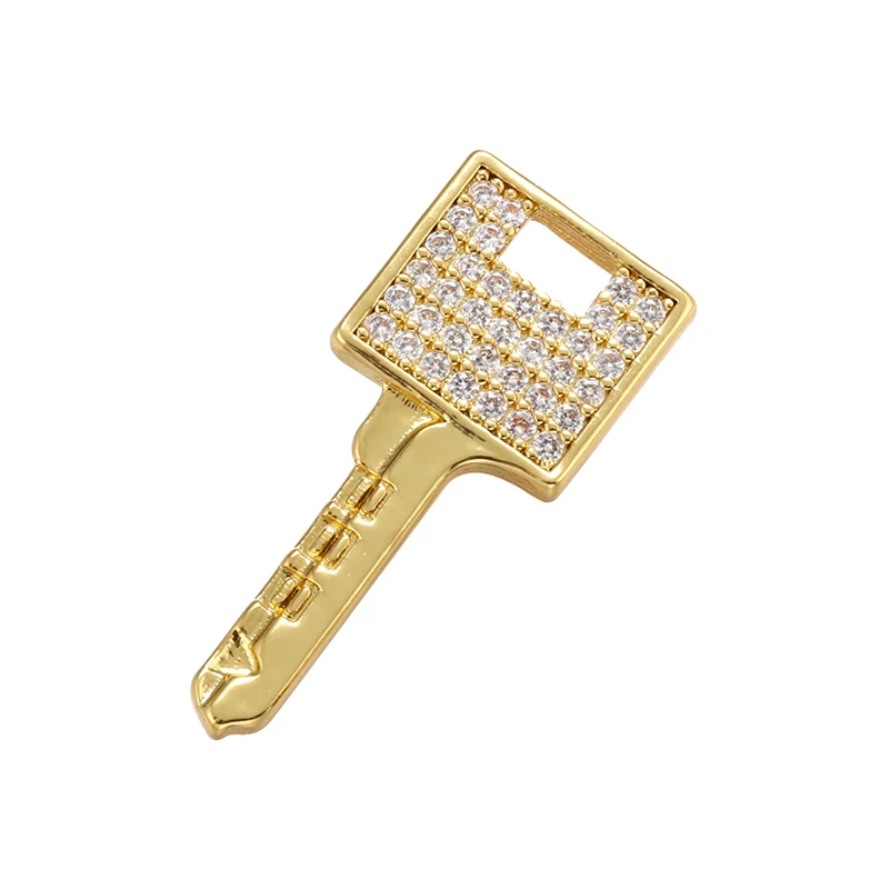 ZHUKOU key pendant cubic zirconia creative key charms for women  handmade necklace earrings accessories supplies wholesale VD974