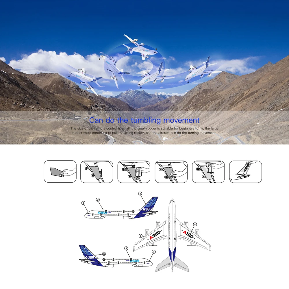 Wltoys XK A120 zdalnie sterowany samochód 3CH 2.4G EPP zdalnie sterowana maszyna samolot stałopłat RTF A380 Model zdalnie sterowanego samolotu