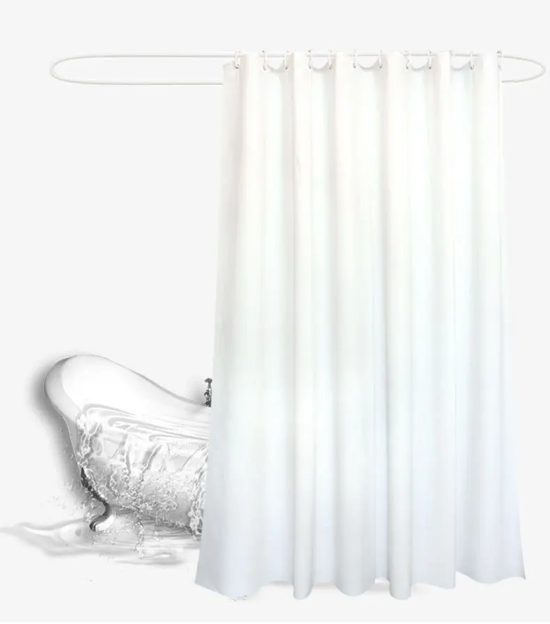 Waterproof Solid PEVA Shower Curtain White Simple Bathroom Curtains Water Proof Bath Curtain for Home/hotel with Rings