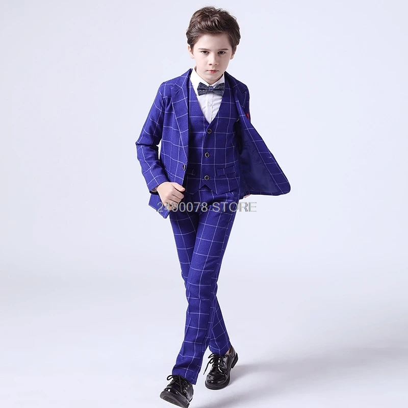 

Flower Boys White Wedding Jacket Vest Pants Bowtie 4Pcs Formal Suit School Kids Piano Prom Ceremony Birthday Party Costume