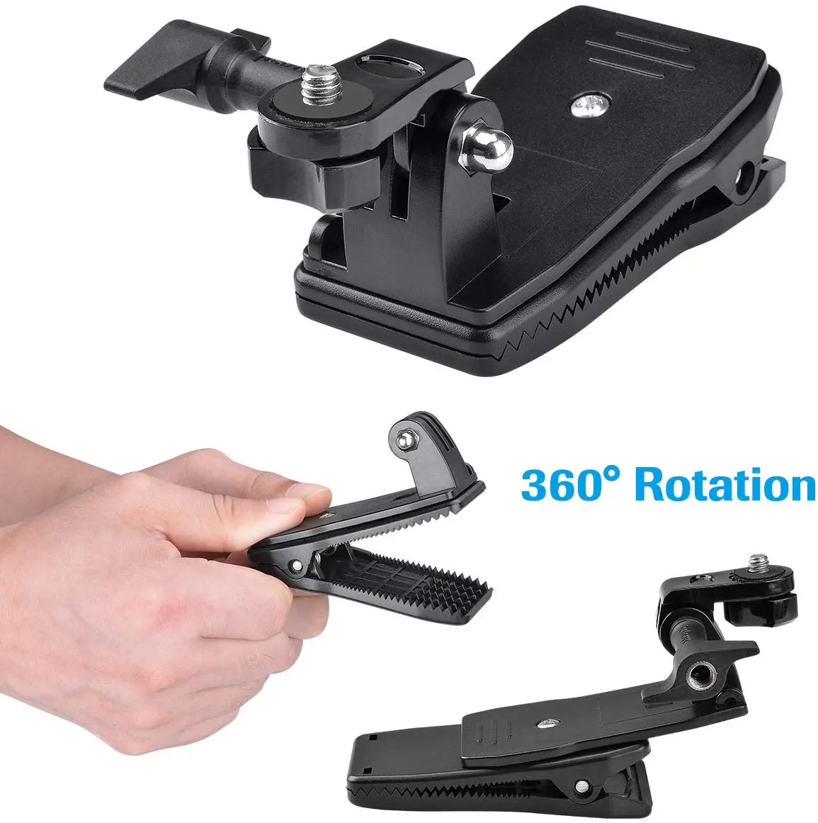 3in1 Anti-Slide 360 Degree Rotary Action Camera Clamp Mount Kit Waterproof Motion Camcorder Backpack Strap Clip Holder