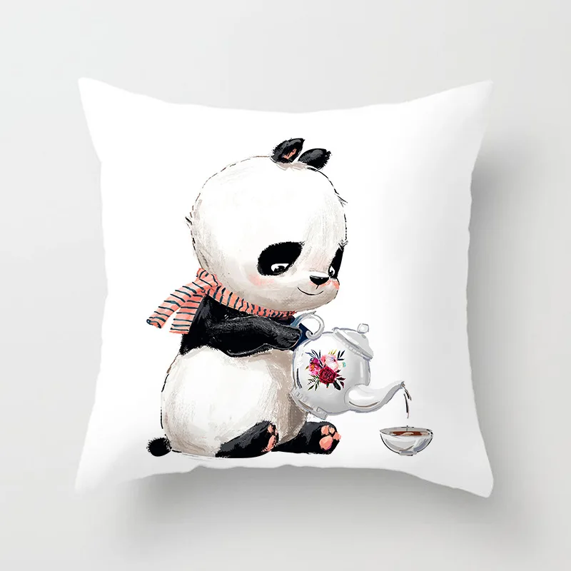 

Cartoon Panda Animal Print Decorative Pillowscase Modern Bed Couch Rabbit Girl Cushions Cover for Sofa Car Farmhouse Home Decor