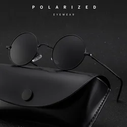 MYT_0279 Gafas de sol polarizadas redondas de diseñador de marca para hombres y mujeres, gafas de sol Retro para hombre y mujer, gafas con montura metálica para conducir UV400