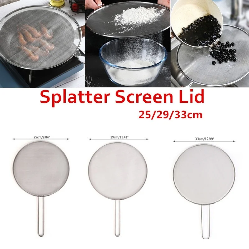 1pc stainless steel cover lid oil proofing frying pan splatter screen spill proof