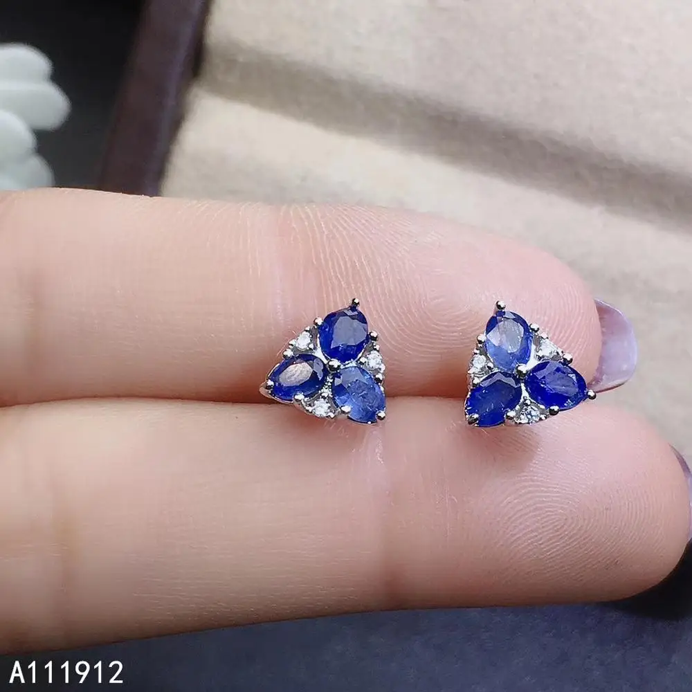 

KJJEAXCMY fine jewelry natural sapphire 925 sterling silver women earrings new Ear Studs support test popular