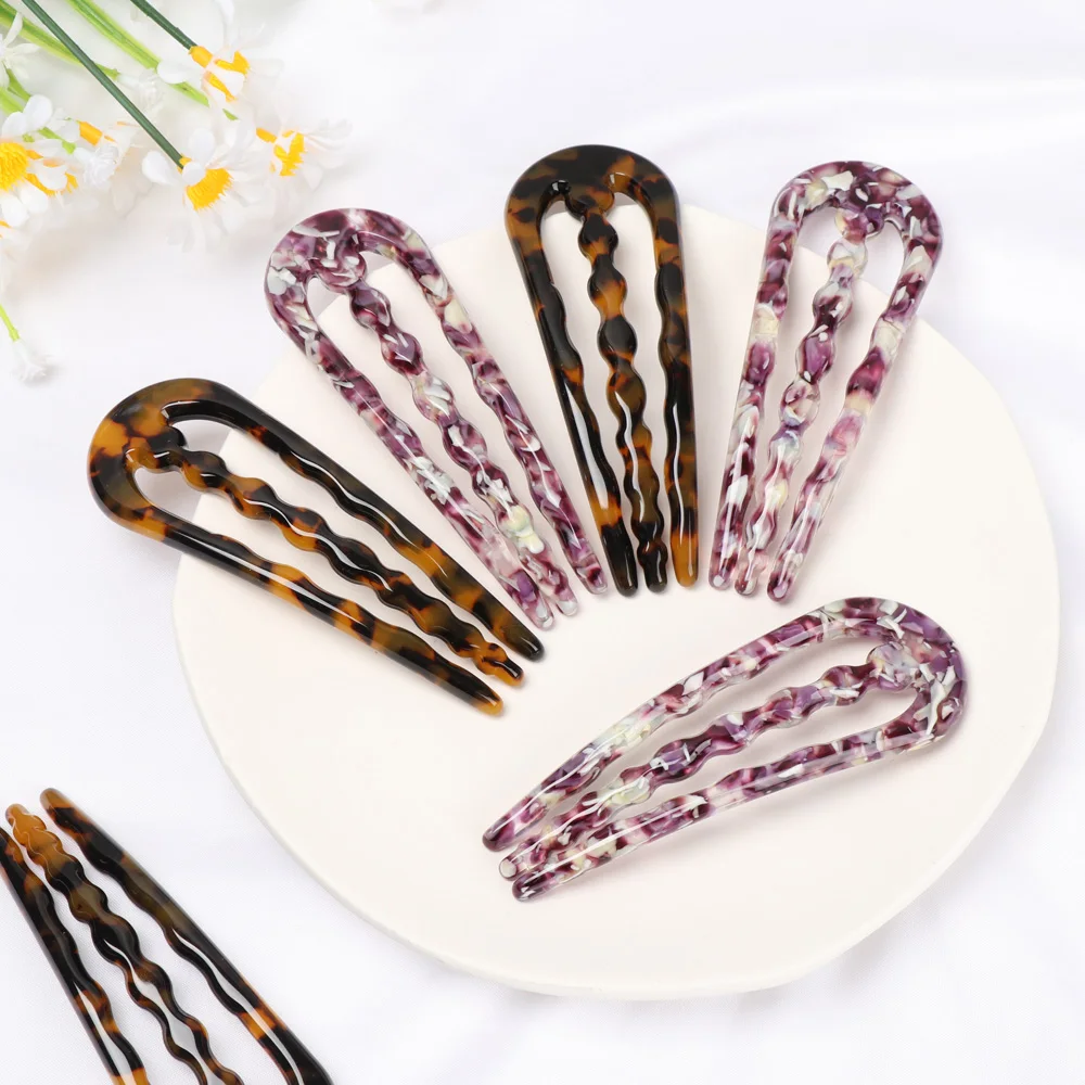 1PC Fashion Retro U Shape Hair Clips Tortoise Shell U Sticks Pins Women Girls Hair Pin Stick Hair Fork Hairstyle Accessories