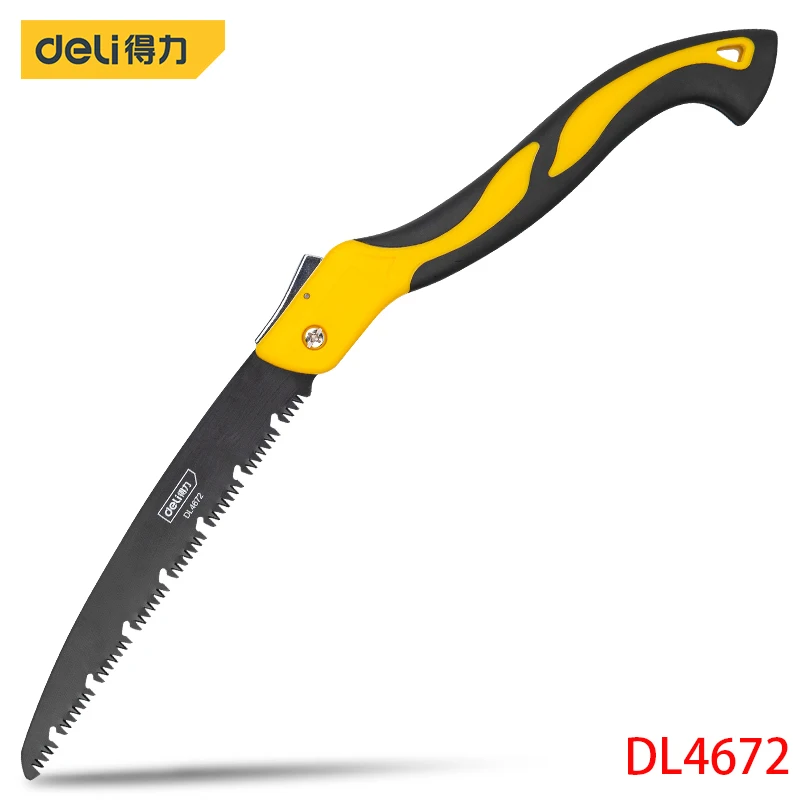 

Deli DL4672 10 ” Folding Saw SK5 Hacksaw Blade Used For Cutting Solid Wood, Field Branches, PVC Pipes, Bamboo, Etc.Camping Tools