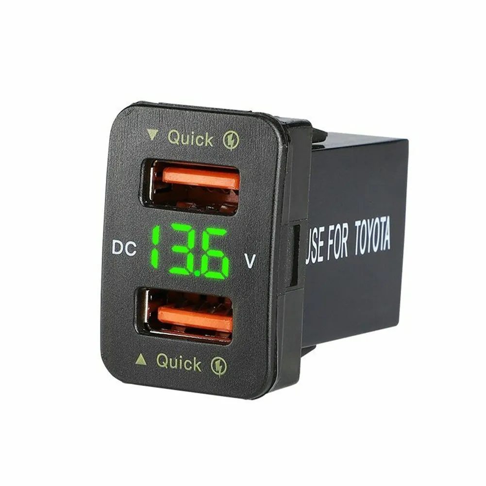 DC 12V-24V USB Phone Tablet GPS Car Audio/MP3/MP4 QC3.0 Car Quick Charge Socket Charger Voltmete For Toyota