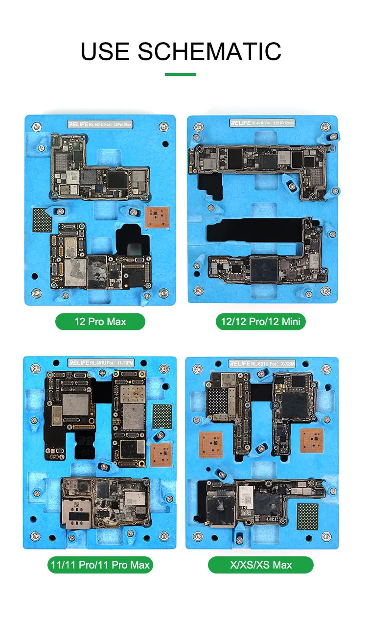 RL-601U Motherboard Fixture For iPhone X Xs Max XR 11 12 Pro Max 12mini Mobile Phone CPU IC Disassembly Repair 1+N Combination