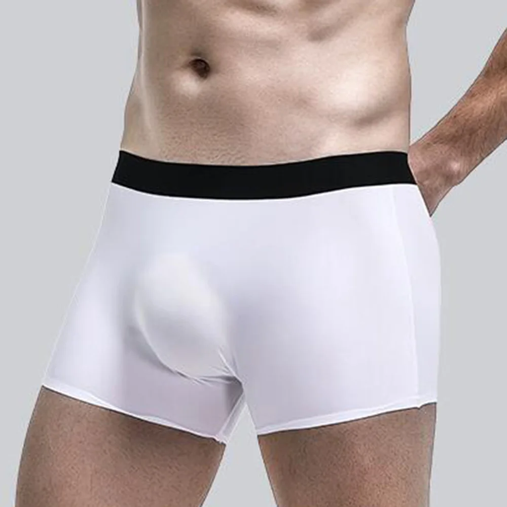 2021 New Men\'s Sexy Breathable Ice Silk Boxer Briefs Seamless Shorts Underwear Comfortable Soft Underpants