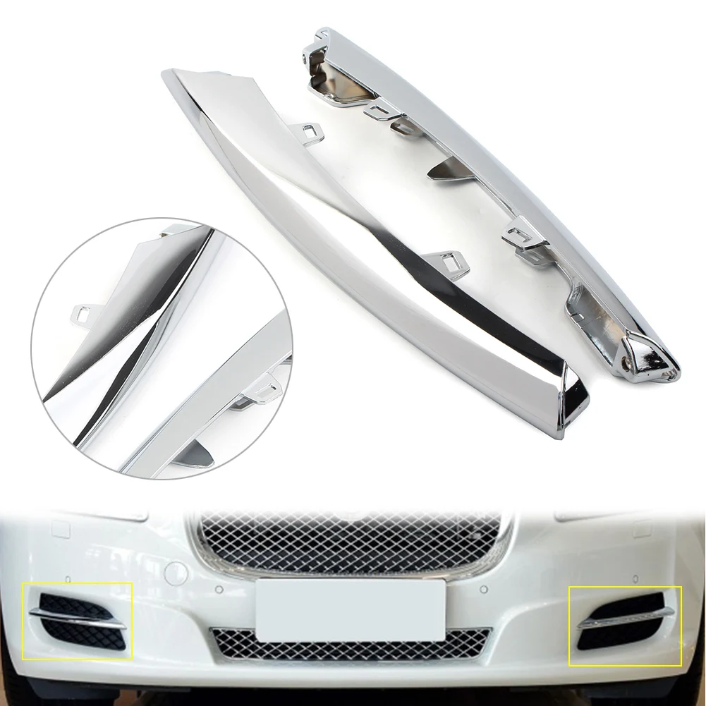 

2pcs Car Front Bumper Lip Spoiler Side Grille Chrome Decoration Trim For Jaguar XJ 2010 2011 2012 2013 2014 2015 ABS Plastic