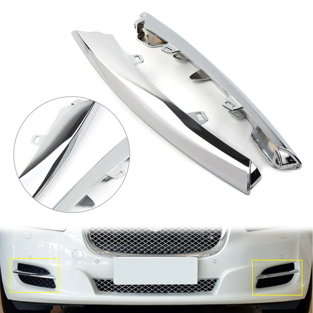 2pcs Car Front Bumper Lip Spoiler Side Grille Chrome Decoration Trim For Jaguar XJ 2010 2011 2012 2013 2014 2015 ABS Plastic